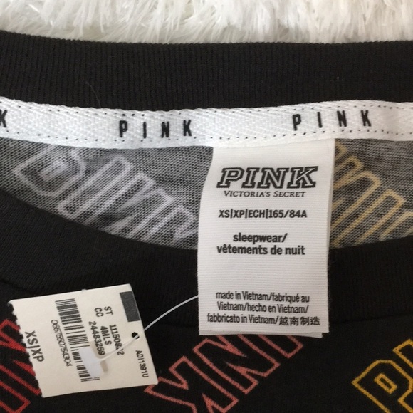 NWT PINK Victoria’s Secret Blk Logo Pajama top XS - Picture 3 of 8